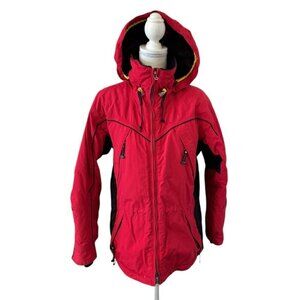 Obermeyer Dynamic Ski Jacket Women's Size 6 Red Black Snow Jacket Hood 06176 VTG